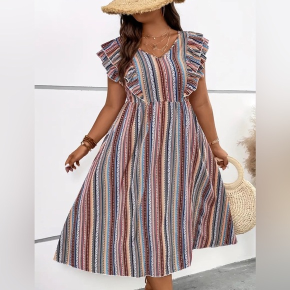 🌟Host Pick🌟NEW-Plus Size Boho Aztec Print Dress - Picture 3 of 6